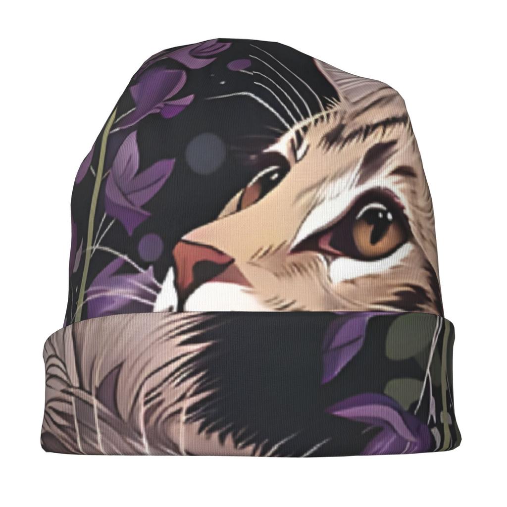 Cat In Flowers Modern Adult Beanie Designed to with Laid Back Street Style or Elevate Simple Outfits with Understated Edge