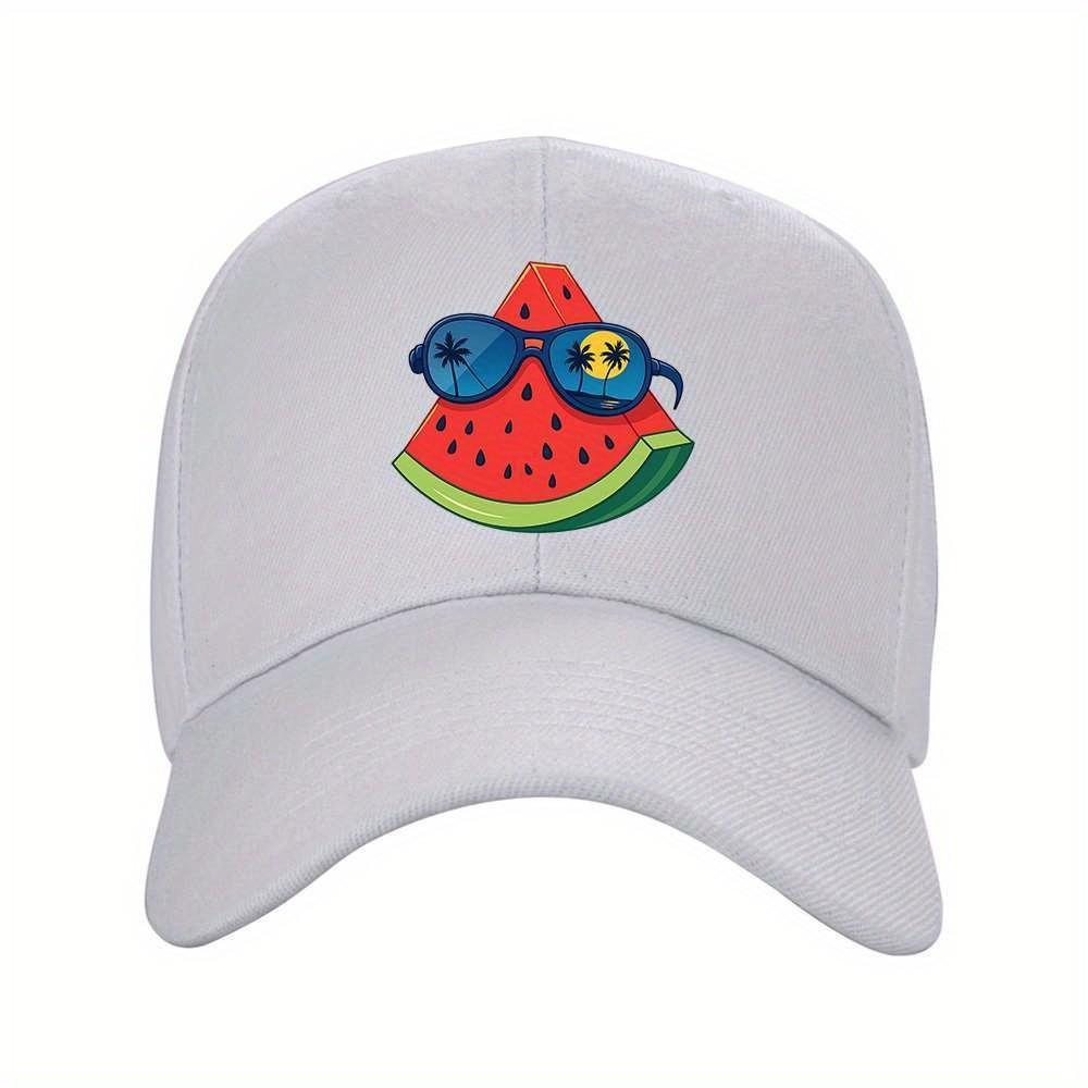 Watermelon And Glasses Summer Vibe Baseball Cap Adjustable Travel Hat