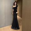 Elegant Strapless One-Shoulder Floor-Length Bodycon Evening Dress