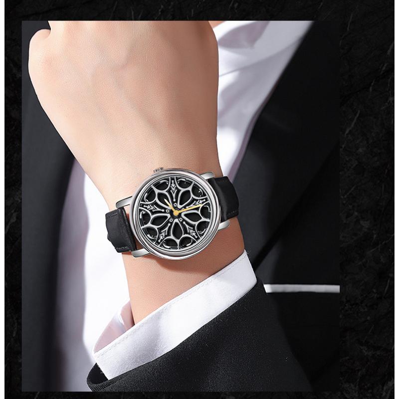 SANDA Новые кварцевые часы со стальным ремешком, мужские полые вращающиеся мужские простые индивидуальные часы