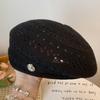 Japanese Style Hollowed Out Beret Hat Fashionable Crochet Knitted Cap Weave Painter Hat  Summer