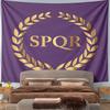 SPQR Golden Laurel Wreath Ancient Rome Emblem Purple Wall Tapestry Roman History Decor for Bedroom Living Room Gift