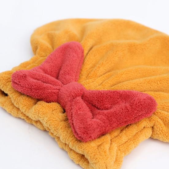 Быстросохнущее полотенце для волос для женщин и девочек, милый бант, мягкое, впитывающее, кораллового цвета