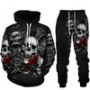 Cool 3D Skull Print Men's Hoodies Sweatshirts Suits Fashion Men's Tracksuit Autumn And Winter Hoodie Pants Two Piece Set