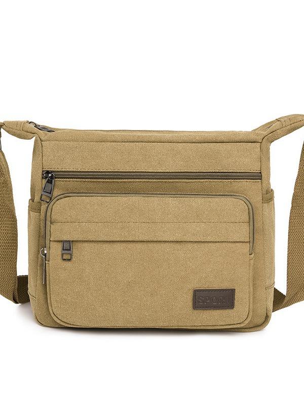 Новая холщовая сумка через плечо, мужская сумка-мессенджер, вместительная, с несколькими отделениями