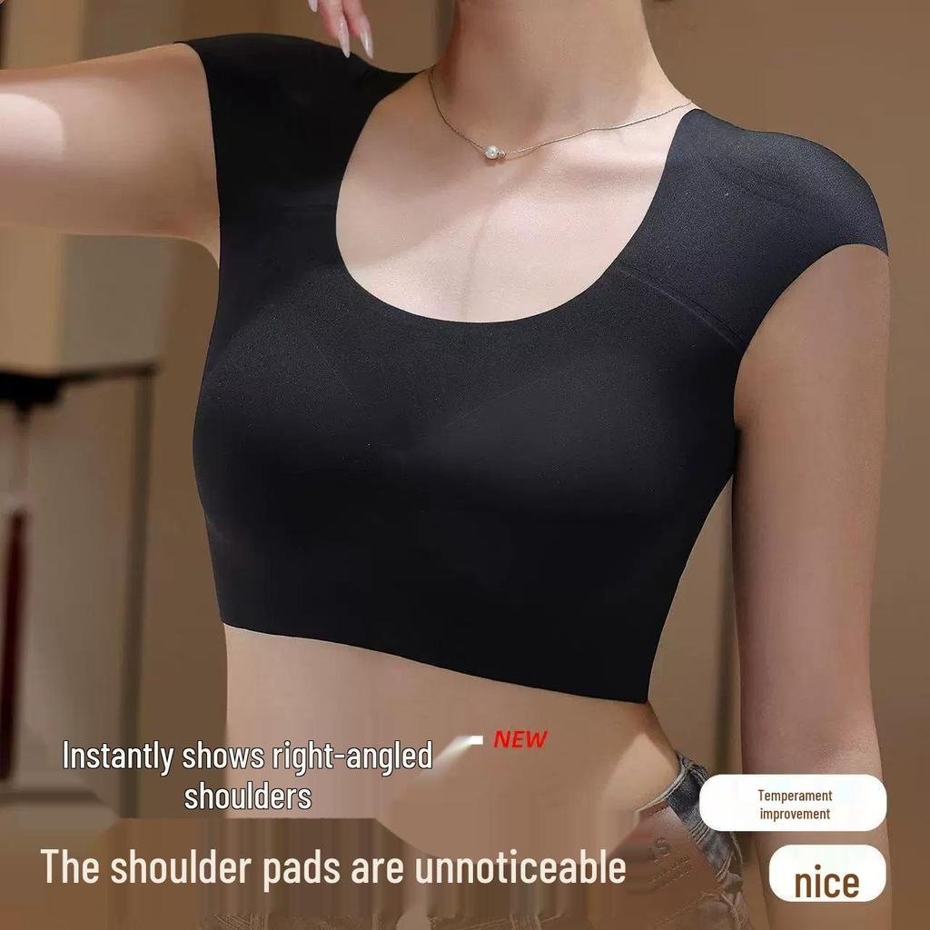 Плечевая накладка под прямым углом Невидимый бюстгальтер: Бесшовный бандаж для груди для женщин, уменьшает внешний вид большой груди