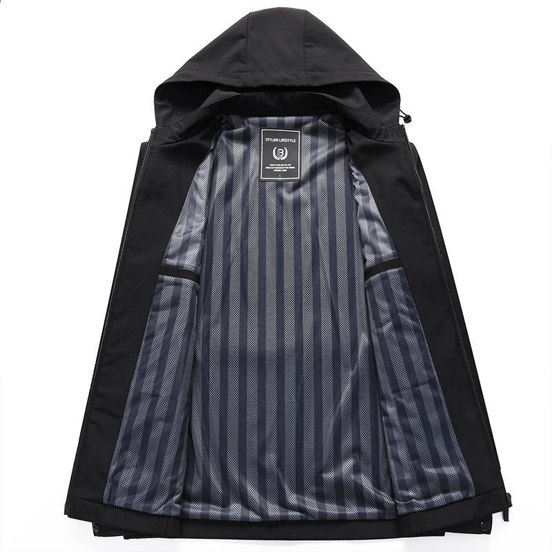 Весна и осень Новая куртка Молодежная и мужская среднего возраста Повседневная куртка Тонкая куртка с капюшоном Мужская одежда