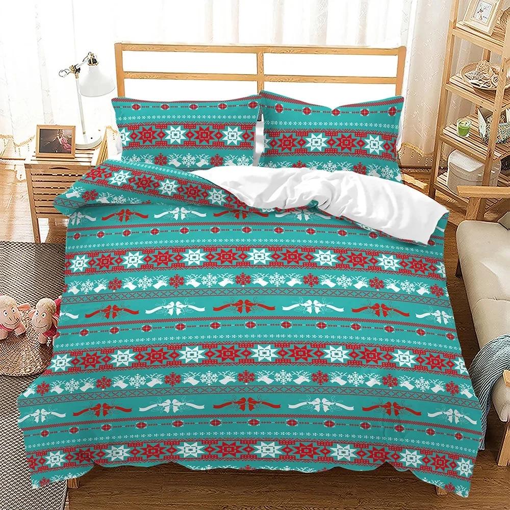 Navidad Plaid Merry Christmas Tree Пододеяльник Twin King Festival Santa Deer Комплект постельного белья из полиэстера Одеяло для взрослых Домашний декор