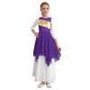Girls Worship Liturgical Celebration Costume Color Block Sleeveless Asymmetric Hem Lyrical Dance Dress