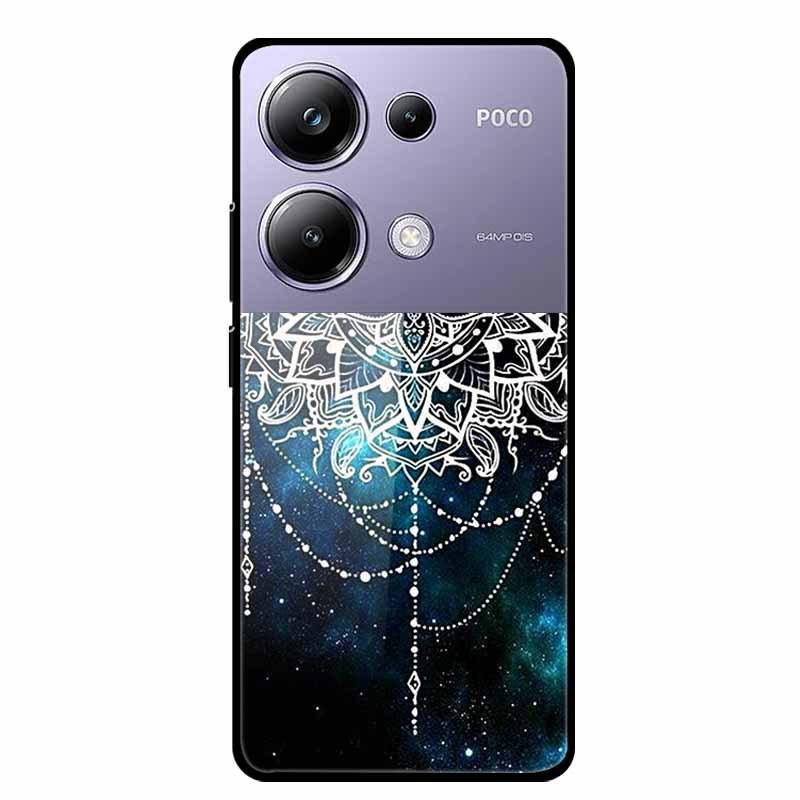 Красочный эстетичный чехол из закаленного стекла для Redmi 12 5G и POCO M6 PRO