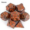 7 Pcs Orange Silver Double Swords Metal Dice Solid Polyhedral Dice Set Suitable for Role-Playing RPG Pathfinder Board Game