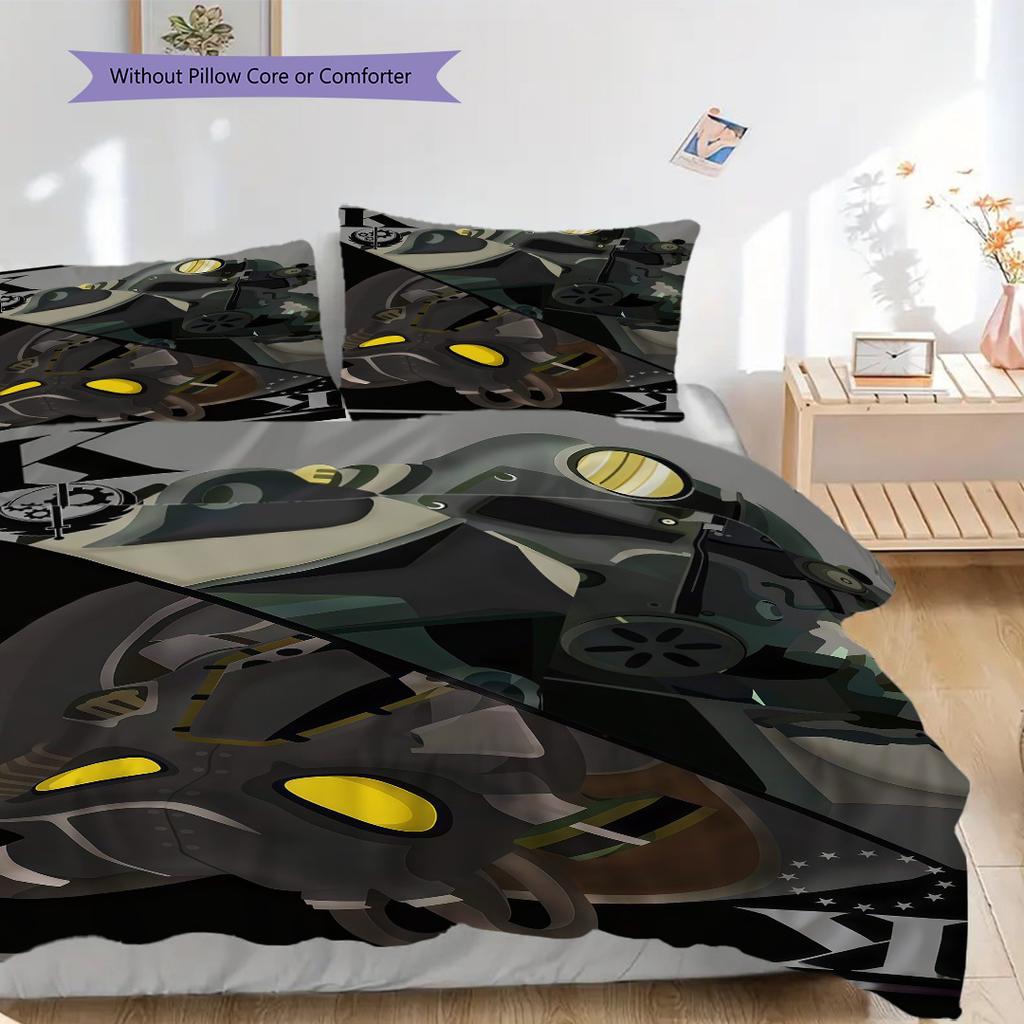 Steampunk Motorcycle Gear Blend Vintage Futuristic Style Threepiece Set 1 Duvet Cover 2 Pillowcase Without Core Christmas Birthday Gift