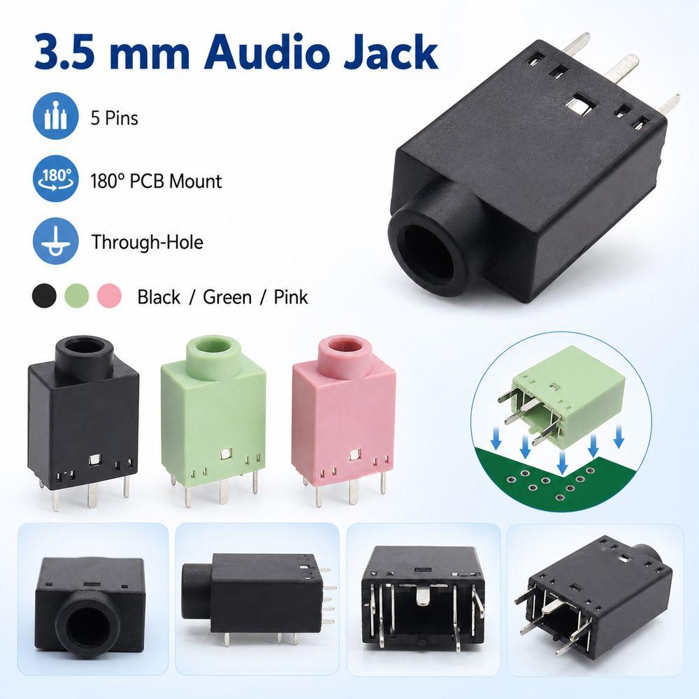 10Pcs Double Channel Audio Jack Socket Vertical Mount Stereo Socket Audio Equipment Repair