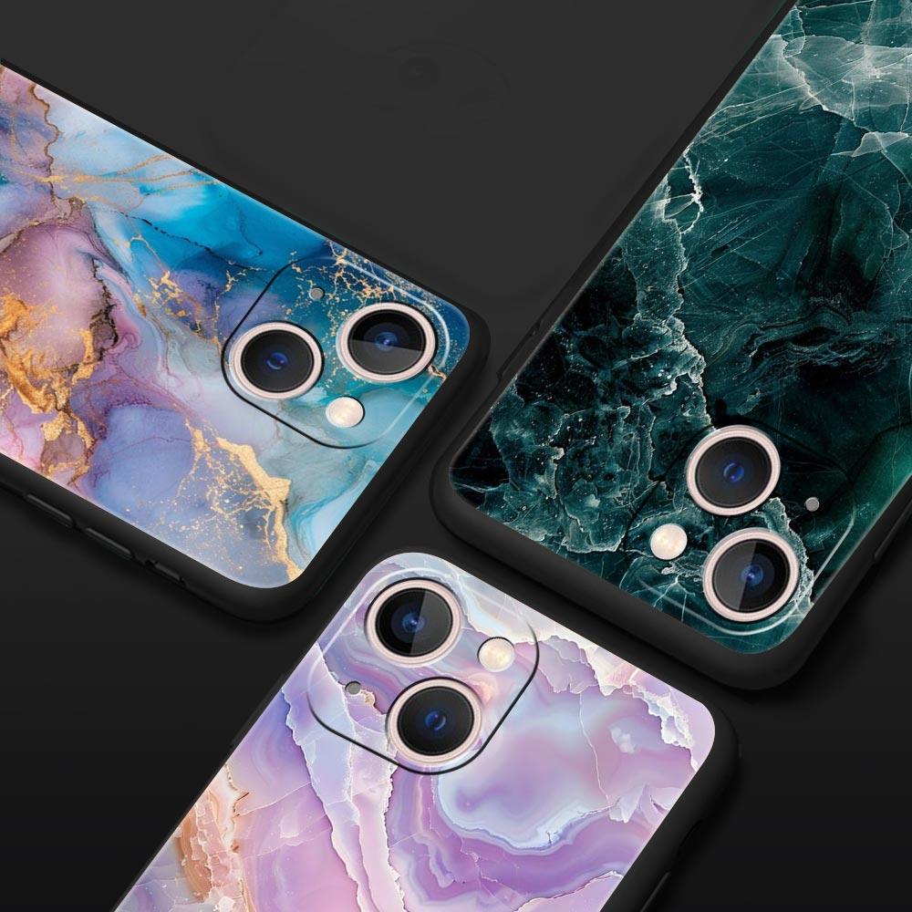 Чехол для телефона для iPhone 16 15 14 13 12 11 Pro Max XS X XR SE 7 8 Plus Мягкий силиконовый Черная крышка Funda Модный Мраморный узор