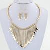 Women Fashion Jewelry Set Tassel Pendant Chain Choker Collar Necklace Earrings