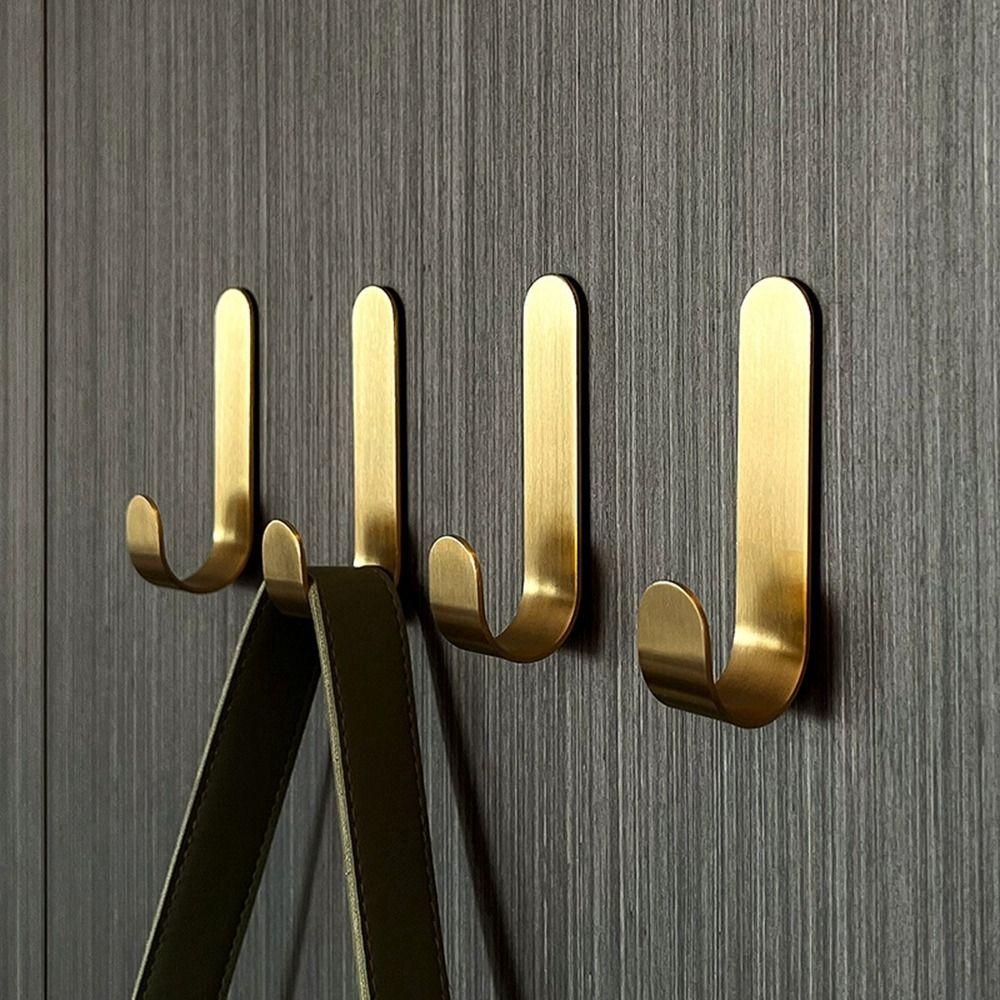 Золотой настенный крючок J-образной формы вешалка для полотенец липкий держатель для ключей для кухни ванной