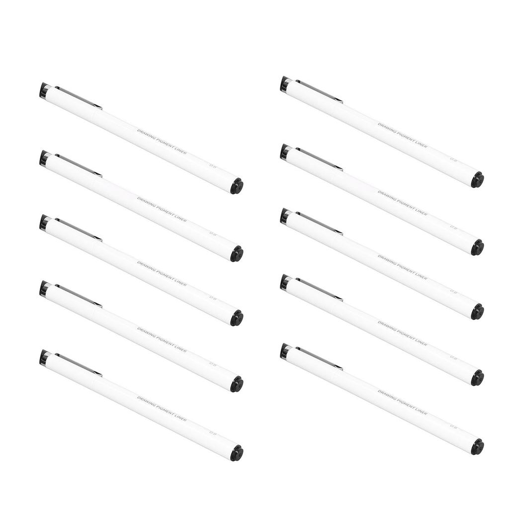 10Pcs Fineliner Pens Black Ink Durable Waterproof Fadeless High Smoothness Drawing Pens for Note