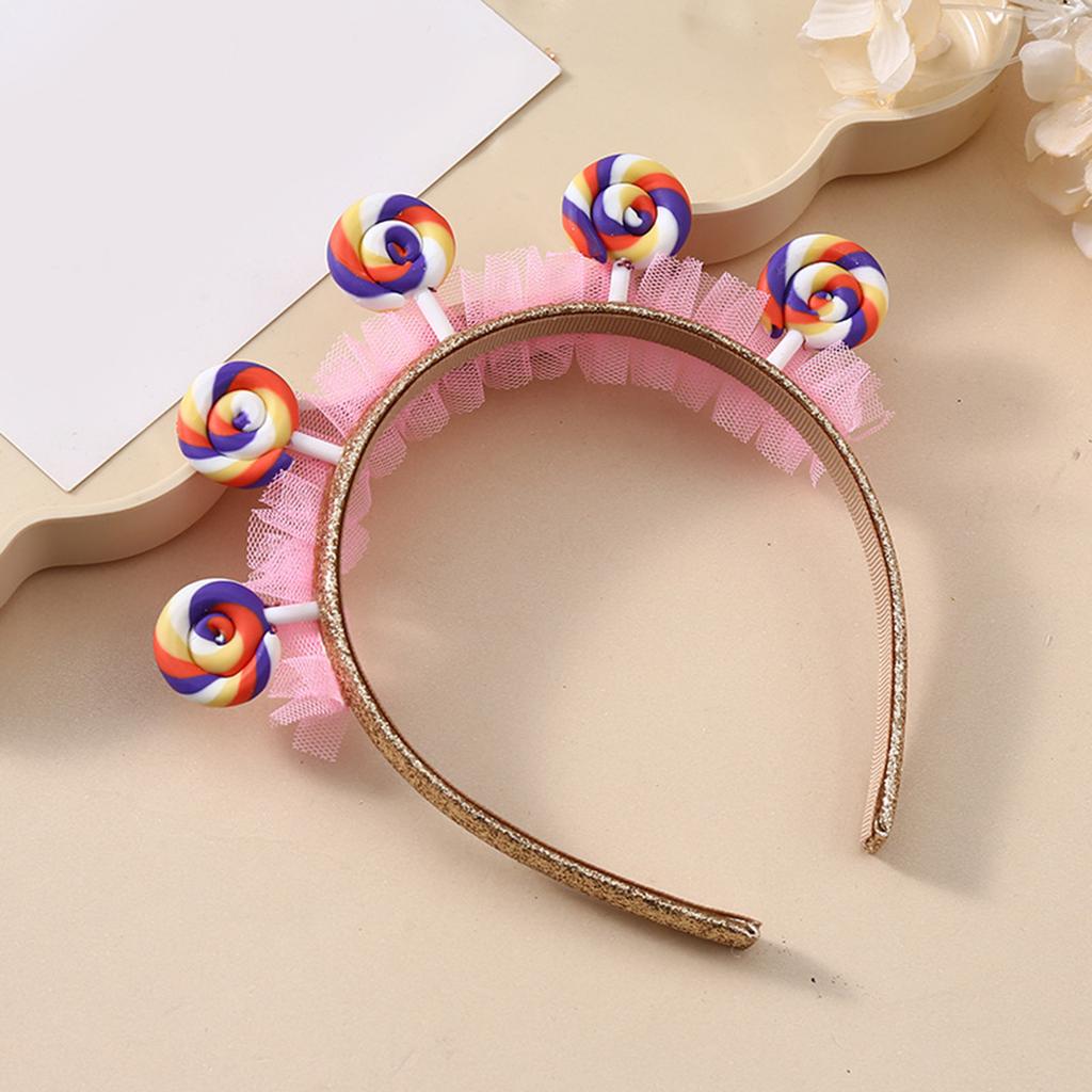Handmade Lollipop Headband Candy Girls Cosplay Accessories Ruffle Candy Headdress Masquerade Halloween Cosplay Party