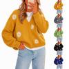 Женский однобортный вязаный кардиган-свитер с вышивкой, на пуговицах, с длинным рукавом