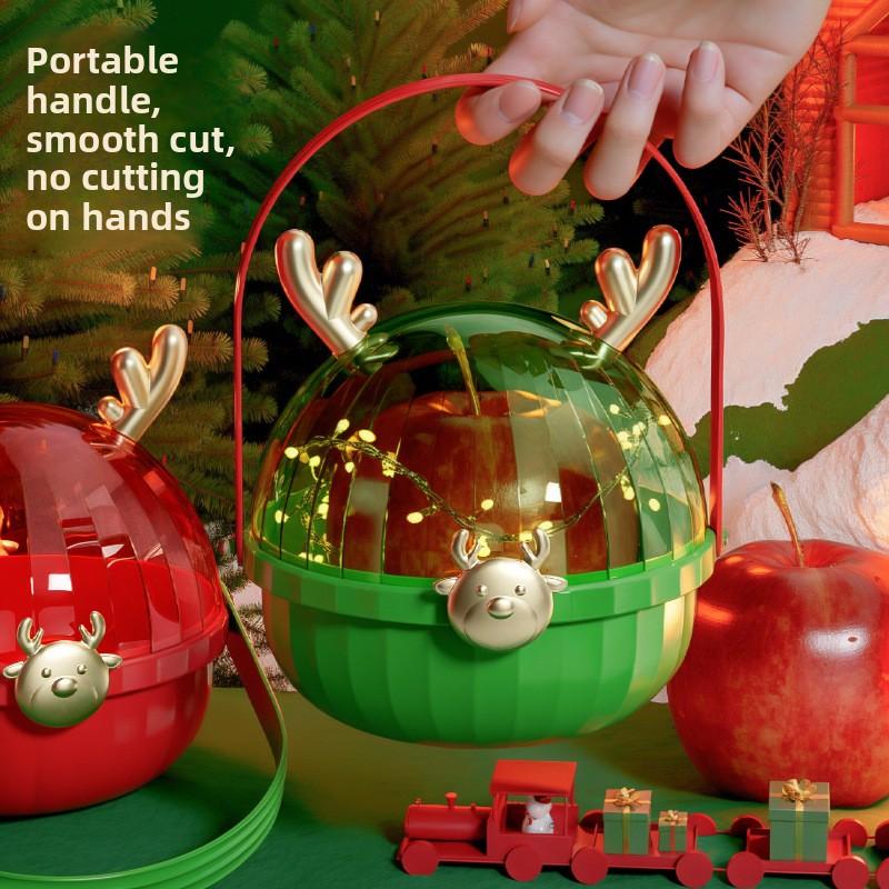 Рождественская коробка-яблоко, Рождественский вечер с оленьими рогами, Рождественская подарочная коробка с фруктами, Рождественская подарочная упаковка, Рождественская подарочная коробка