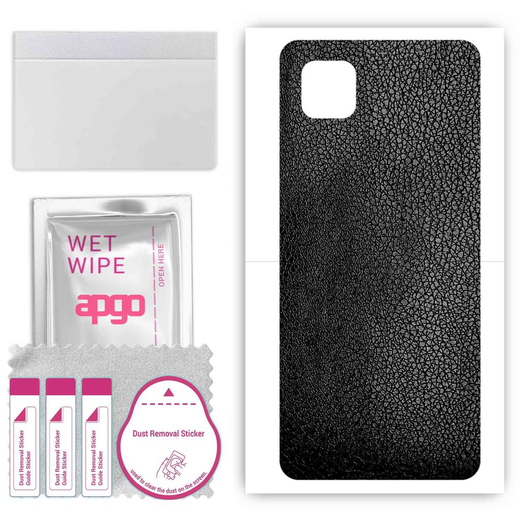 apgo Protective Skin Sticker for the back compatible with ZTE Axon 11 5G, Wrap Film, Foil, Vinyl - Pattern Black Leather