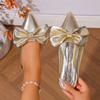 Fashion Women Slippers Luxury Pointy Bow Sandals Bowknot Slingback Pointed Toe Slippers Slip On Low Heels Casual Shoes Slides Women