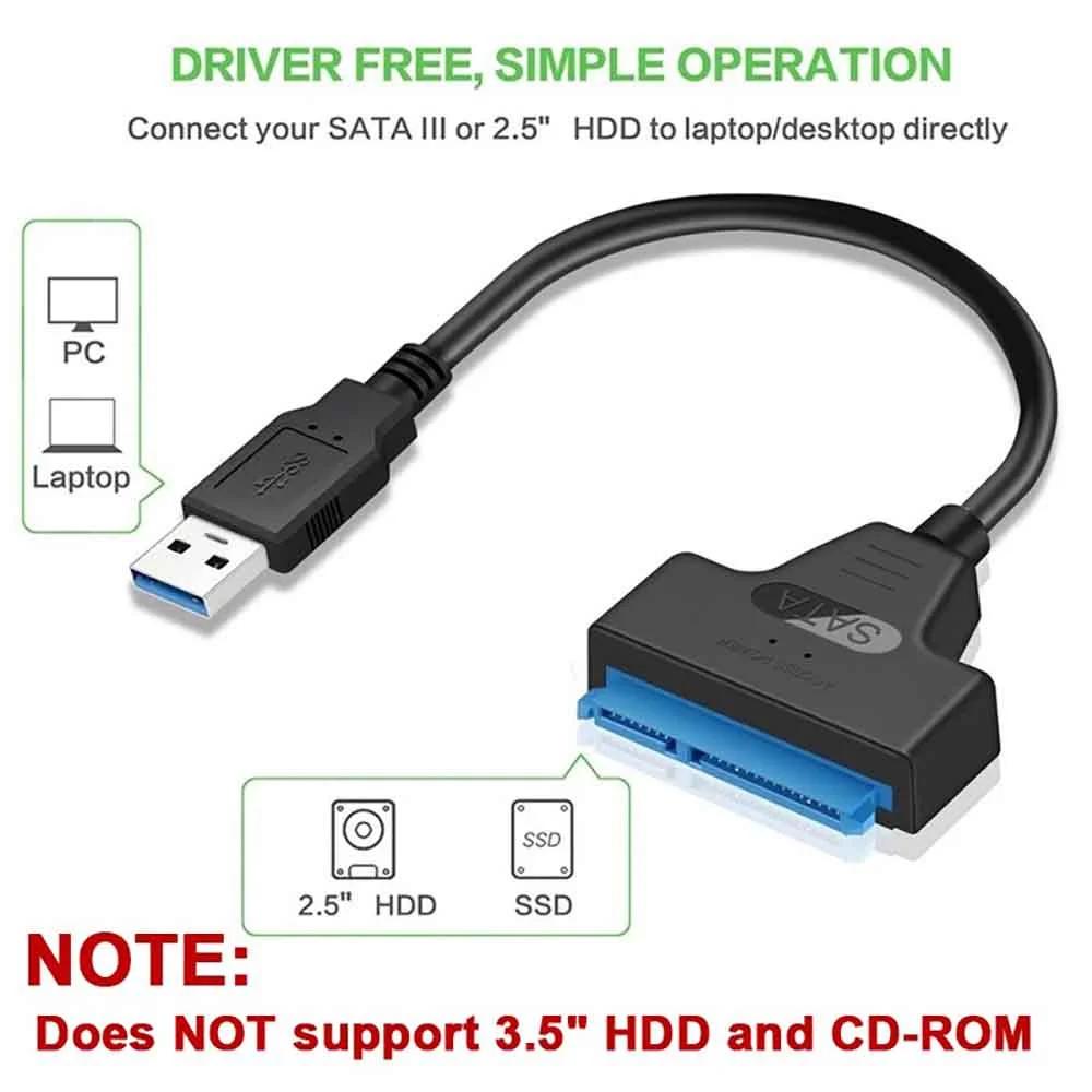 Адаптер кабеля USB 3.0 SATA До 6 Гбит/с Удлинитель Компьютерные кабели Разъемы Поддержка 2,5-дюймовых внешних SSD HDD Жестких дисков USB