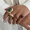 Salircon 4 шт./компл. Винтажное металлическое неровное зеленое красное акриловое кольцо для женщин Панк Преувеличенное наборное кольцо на палец Вечеринка Ювелирные изделия