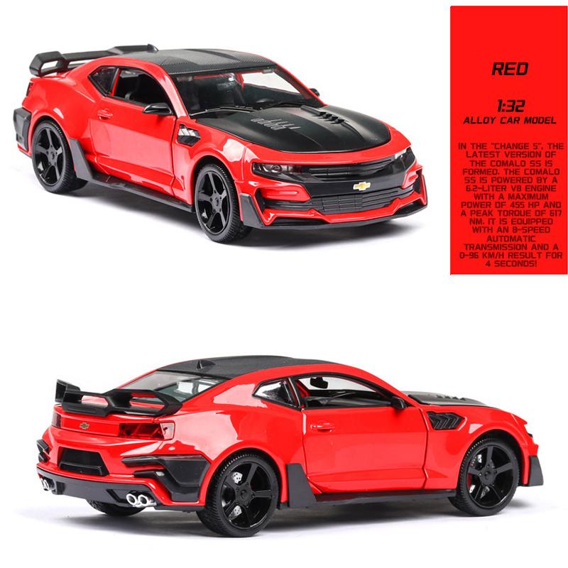 Масштаб 1/24 Camaro, литая под давлением модель автомобиля, игрушечный автомобиль с откатным механизмом, звуком и светом для детей, коллекция подарков для мальчиков и девочек