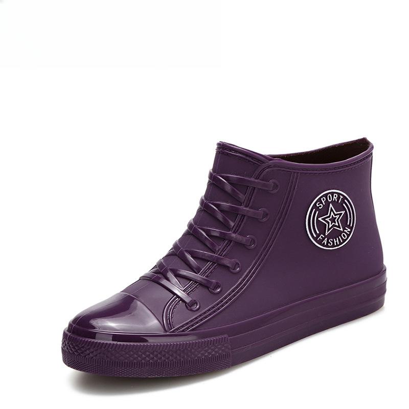 Резиновая обувь, женские непромокаемые непромокаемые сапоги, ботильоны, женская обувь для воды, непромокаемые ботильоны, ботильоны с хлопковым чехлом на плоской подошве