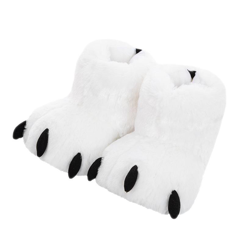 Plush Bear Paw Slippers - Cute, Warm Cotton Cartoon Design for Couples, Men & Women