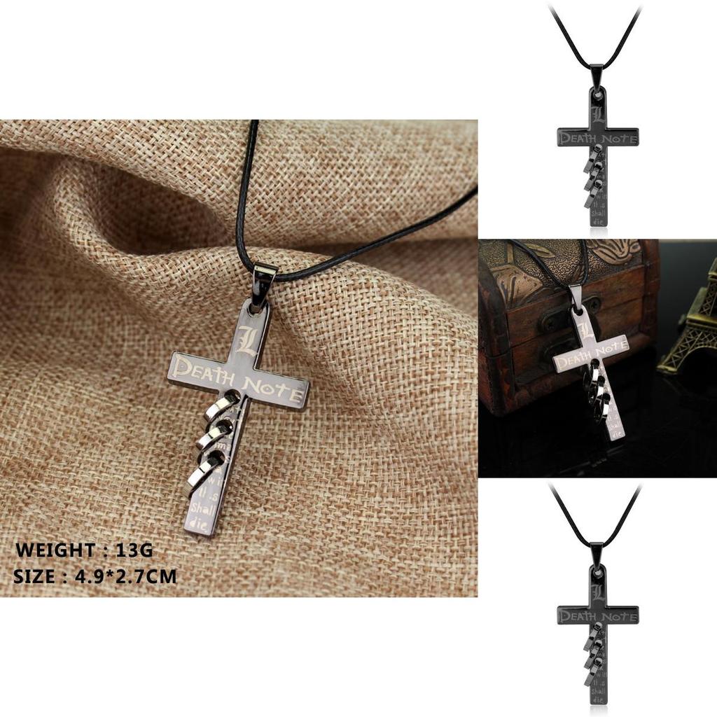 Anime Death Note Cross Pendant Necklace With Alloy Charm For Unisex Wear And Collectors