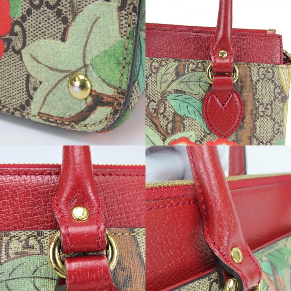 Used GUCCI Handbag Tian 453177 GG Supreme Canvas Red beige Shoulder