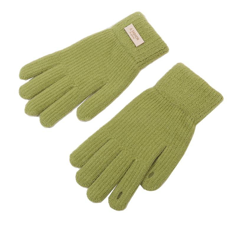 Зимние перчатки для сенсорных экранов для женщин и мужчин, теплые эластичные трикотажные варежки из искусственной шерсти с закрытыми пальцами