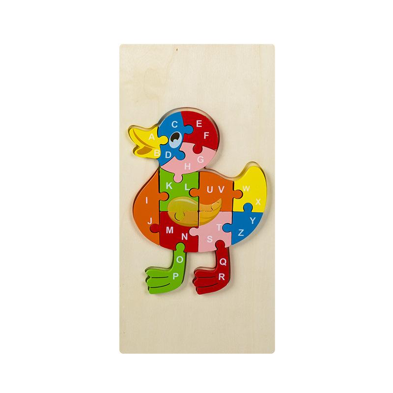Kids Educational Wooden Animal Digital 3d Puzzle Early Learning Toy