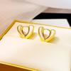 Creative Fashion Metal Wind Stud Earrings Hollow Three-Dimensional Heart-Shaped Geometric Petals Five-Pointed Star Simple Wind Earrings Women