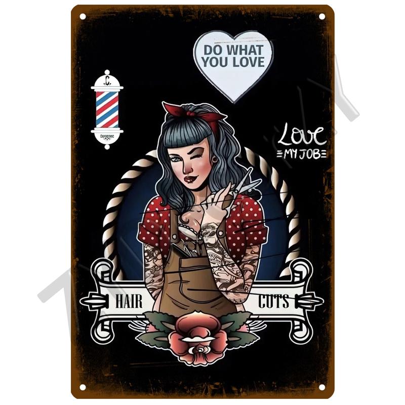 Винтажный домашний декор Жестяная вывеска Парикмахерская Металлическая вывеска Плакат Бар Паб Ретро-табличка Стрижка и бритье Борода Железные картины Художественные пластины