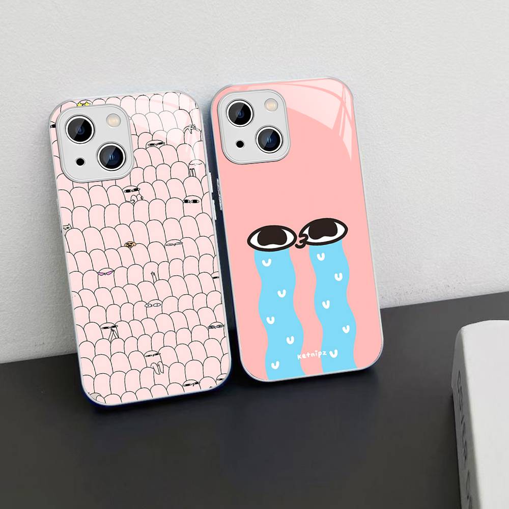 Ketnipz Cartoon Tempered Glass For Iphone 14 13 12 11 Pro Mini XS MAX 14Plus X XS XR Cover