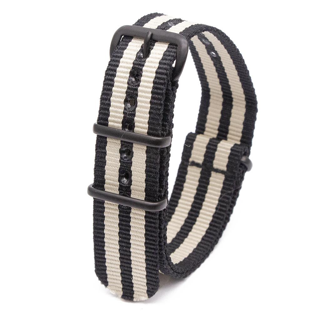 Черный нейлоновый и парусиновый ремешок для часов с вакуумно-нанесенной застежкой