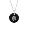 [R4918] - Silver Necklace 'Clover' Black Silver (rhodium) - 15mm (ceramic)