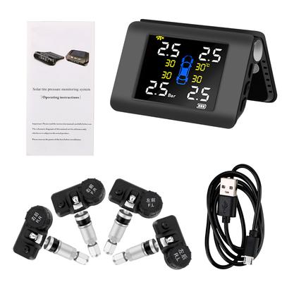 Автомобильная система контроля давления в шинах TPMS на солнечной энергии с 4 внешними или встроенными датчиками. Светодиодный дисплей. Предупреждение о температуре. Экономия топлива.