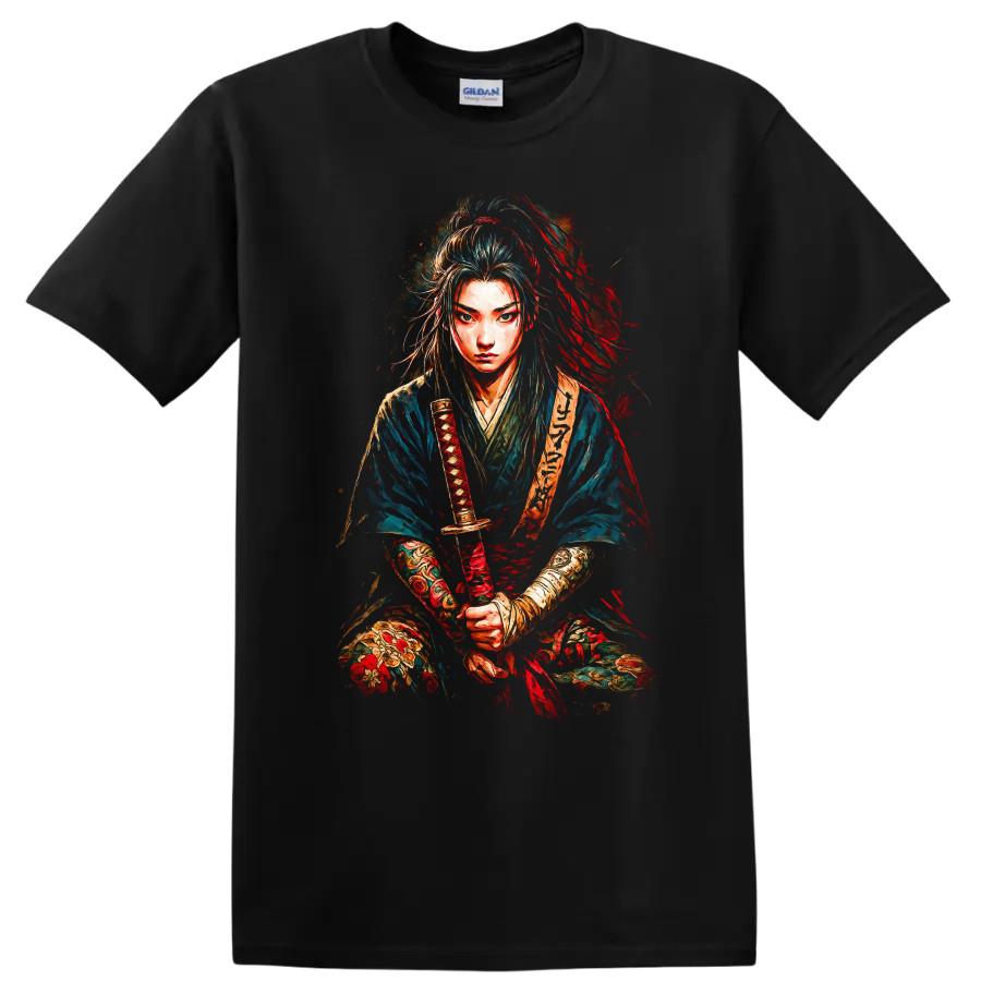 Japanese Warrior T Shirt Samurai Graphic Art Design Tee for Anime Lovers