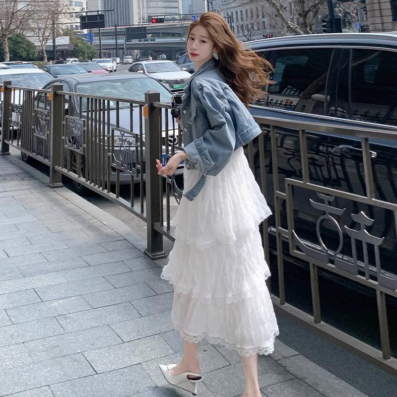 Летнее кружевное многослойное платье с рюшами на подтяжках, новое модное женское белое пляжное длинное платье трапециевидной формы для отдыха, новые женские элегантные плиссированные платья 798