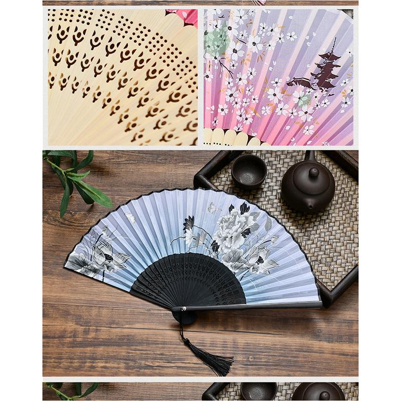 Веер в китайском стиле, складной, ручной, цветочный веер, реквизит для фотосессий для женщин
