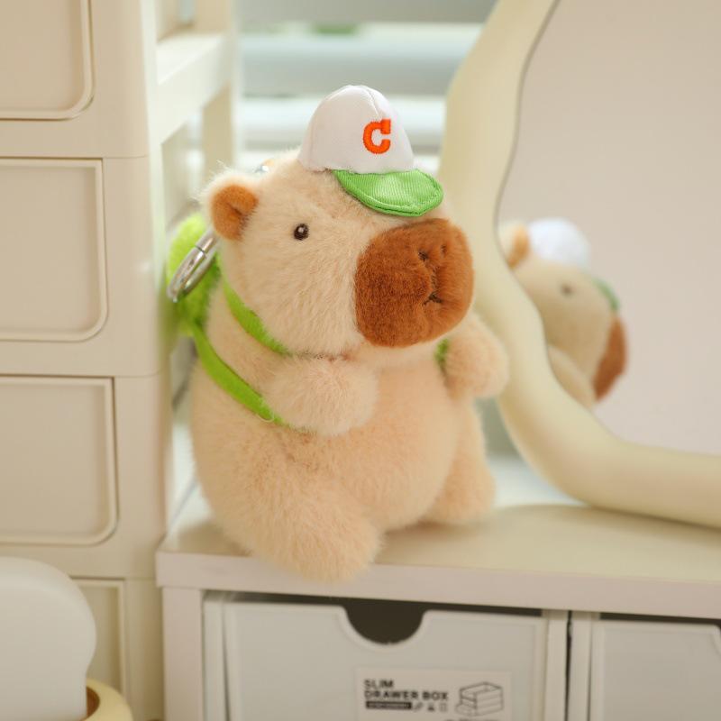 Плюшевая игрушка Капибара Сопливый Мишка: Милый брелок для бейсболки с браслетом на кнопке