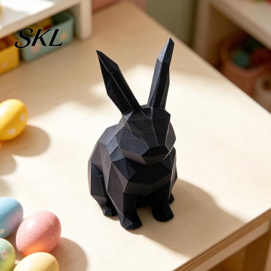 Burr-free Smooth Surface Decor 3D Printed Geometric Rabbit Ornaments, Creative Bunny Figurine, Minimalist Animal White Statue Art Decoration,