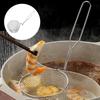 Круглая сетчатая корзина для жарки во фритюре с крючком для ободка кастрюли, корзина для жарки с функцией слива масла, для легкого слива, углубленная, большая вместимость, из нержавеющей стали, противоскользящая