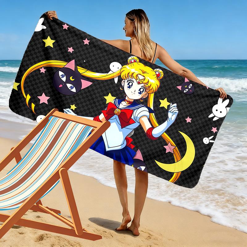 Sailor Moon3 Print Beach Towel, Large Soft Quick Dry Towel for Beach Camping Swimming