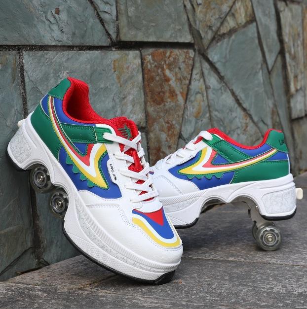 Обувь, меняющая форму, четырехколесные роликовые коньки, двубортные туфли Runaway, роликовые коньки