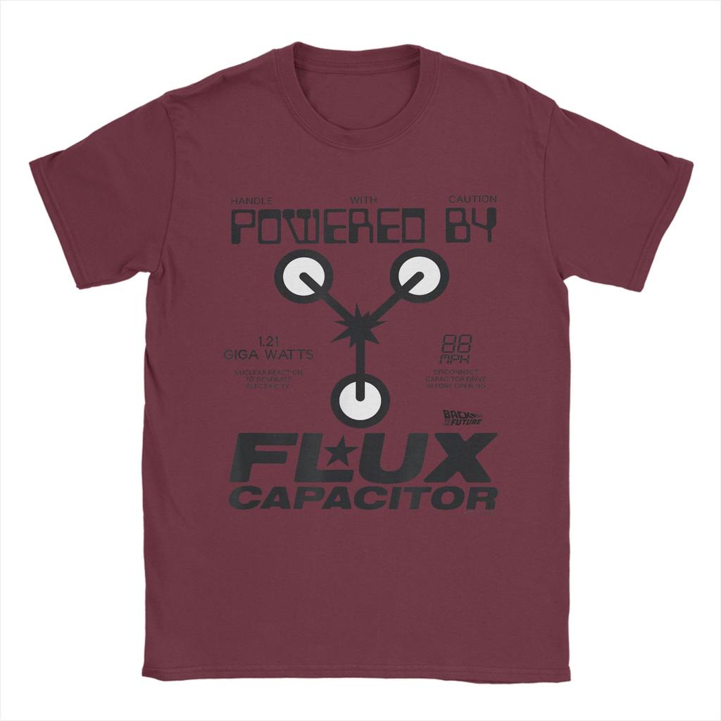 Back to The Future Powered by Flux TShirt Summer  Vintage TShirts Cotton Trendy Cool Tee Shirt For Couple Print Tees